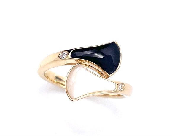 Black Onyx and Mother of Pearl Bypass Ring C314R2000