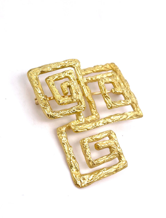 Brutalist Greek Key Design Brooch