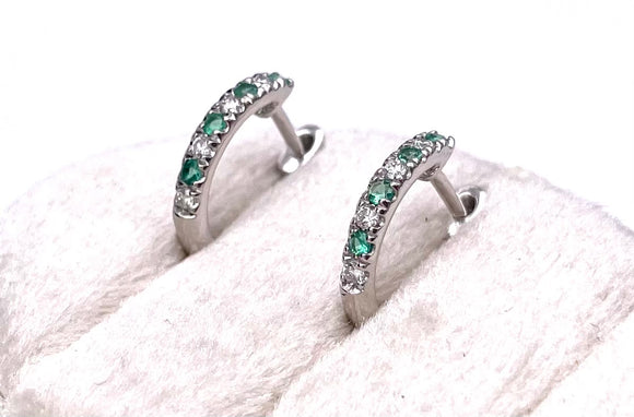 Petite Emerald and Diamond Hoops F401E02758EMW