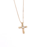 Yellow Gold Cross Necklace with Diamond Accent A227YGI1197D